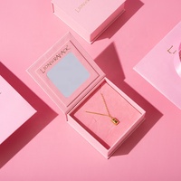 Boîte à bijoux de luxe avec logo personnalisé avec miroir Conception d'emballage en papier Ensemble cadeau de collier de bijoux Bague Boîtes d'emballage avec sac
