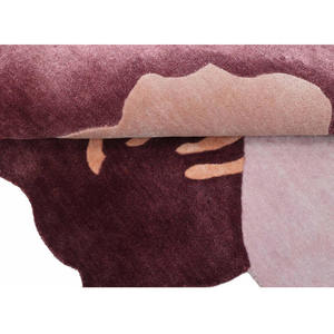 Tapis ovale moderne uni en laine faite à la main, rose et rouge, adapté aux animaux domestiques, antidérapant, pour la maison, les pique-niques, cadeau de Noël, Nouvel An - Product Image 5