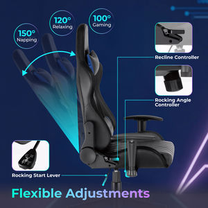 <span class=keywords><strong>เก้าอี้</strong></span>เกมมิ่งหนัง PVC ลายเพชรขนาดใหญ่ พร้อมไฟ RGB ปรับระดับได้ รองรับสรีระ นั่งสบาย เหมาะสำหรับเล่นวิดีโอเกม - Product Image 3