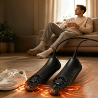 Sèche-chaussures mini noir pour cyclisme avec ventilateur intégré, séchage rapide portable pour chaussures