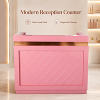 Comptoir de réception moderne rose pour salon de manucure, comptoir de caisse de salon de beauté avec tiroirs, table de réception de luxe, mobilier de salon