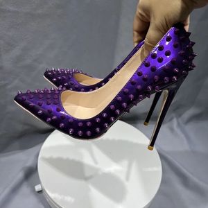 Custom Your Own Logo 12CM/10CM/8CM Quality 2024 <b>Shoes</b> Special Designs Studded Heels for Women - Product Image 2