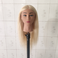 Neuer langer, blonder Echthaar-Mannequin-Kopf für professionelle Kosmetik- und Friseur-Trainingszwecke – Styling-Puppenkopf