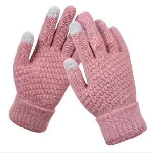 Nieuwe Kasjmier Geborsteld Gebreide Handschoenen Lady Jacquard Touchscreen Handschoenen Guantes Invierno Touch Warme Winter Handschoenen