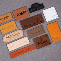 Étiquettes de vêtements personnalisées avec logo en relief, en cuir PU découpé au laser, lavables, pour vêtements et sacs