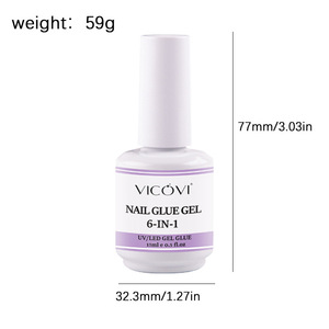 Gel à ongles multifonctionnel 6 en 1 de 15 ml, transparent, gel UV à retirer par trempage, base, couche de finition, primer, gel <span class=keywords><strong>d</strong></span>'extension pour faux ongles - Product Image 5