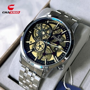 CHAXIGO 6819 <span class=keywords><strong>Montre</strong></span> tendance pour <span class=keywords><strong>homme</strong></span> avec aiguille des secondes rotative, bracelet en acier allié, étanche, sport, affaires, <span class=keywords><strong>montre</strong></span> à quartz pour <span class=keywords><strong>homme</strong></span> - Product Image 1