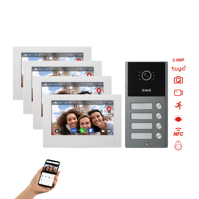 Support Multi Users Security Apartment Video Door Phone Camera With Dual-way Intercom Monitor Doorbell