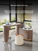 Table à thé mobile pour balcon, plateau en pierre moderne, ensemble de préparation de thé de luxe léger pour usage domestique, table à thé rotative pour petit appartement et c