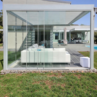 Auvent en aluminium d'extérieur directement de l'usine, bioclimatique, à lamelles électriques, pour jardin, balcon, terrasse, imperméable, style nature vert