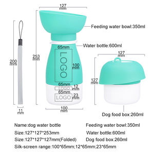 KEAN Nouveautés Bouteille d'eau en silicone 3 en 1 pour chien Mangeoire portable pour animaux de compagnie Bouteille de voyage pour chien avec récipient de nourriture - Product Image 4