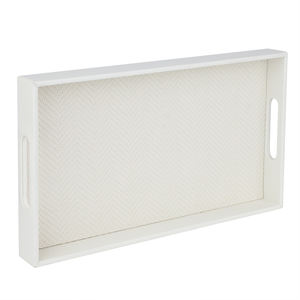 <span class=keywords><strong>Plateau</strong></span> de rangement rectangle blanc en similicuir avec poignée - Product Image 6