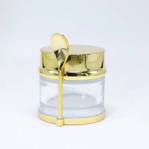 Envase de Vidrio Cosmético de Lujo de 30ml/50ml/80ml con Tapa de Plástico, Base Dorada y Cuchara - Personaliza Tu Logotipo - Product Image 3