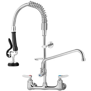 Eco Friendly Sink Faucet with Pre-Rinse Sprayer And Add-on Swing Pot Filler Faucet,8 Inch Center Commercial Kitchen Sink Faucet