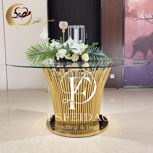 New Arrival Stainless Steel <b>Gold</b>/Silver Frame <b>Round</b> Glass Dining <b>Table</b> Set for Home Kitchen & Hotel Use Modern Design - Product Image 3