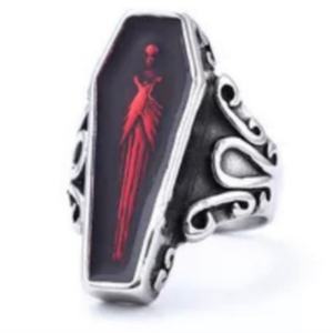 Anillo de Acero Inoxidable Impermeable al por Mayor para Hombre, Estilo Punk, Gótico, de Ataúd, Motero, Calavera de Zombi y Vampiro, Joyería para Fiestas - Product Image 2
