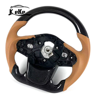 Setir Mobil Serat Karbon dengan Kulit Berlubang Warna Coklat untuk Toyota Supra A90 A91 2020 2025 Flat Bottom Racing Upgrade