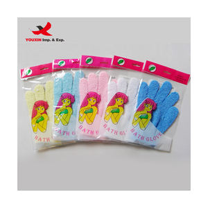 Guantes Exfoliantes de Cinco Dedos de Nailon para Masaje Corporal, Eliminador de Piel Muerta, Precio Bajo de Fábrica, Compra Mixta - Product Image 2
