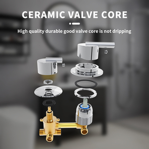 Robinet mélangeur thermostatique en laiton Proway avec inverseur, ensemble <span class=keywords><strong>de</strong></span> <span class=keywords><strong>douche</strong></span> et robinets muraux en laiton - Product Image 5