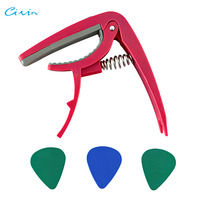 CIVIN Durable Plastic Spring-loaded Guitar Capo with 3 Picks Lightweight Hanging Packaging for Guitar Ukulele & Bass