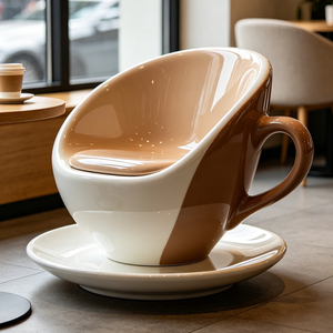 Silla Decorativa con Forma de Taza de Café, Silla Gigante con Forma de Taza, Muebles Comerciales Personalizados para el Hogar, Balcón y Sala de Descanso de la Oficina - Product Image 1