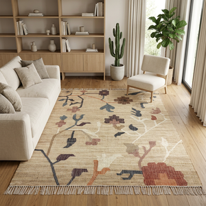 Alfombra Rectangular de Yute Natural, Estilo Persa, Tejida a Mano, Antideslizante, Ecológica, con Flecos Florales, para Hogar, Hotel, Pasillo - Product Image 6