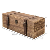 Boîte à vin en bois rustique vintage personnalisée écologique avec sangles en similicuir et fermoir de verrouillage, étui cadeau pour une bouteille, rangement ou...