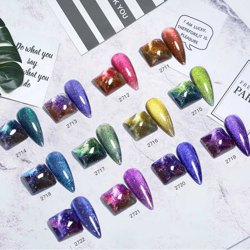 Top quality Standard nail salon gel polish sets 12 colors good color 15ml uv led Quicksand cat eye gel polish set