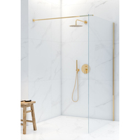 Clôture de douche en verre de sécurité trempé à bord polonais 8mm d'épaisseur cloison fixe sans cadre carré de couleur en laiton Unique pour appartements