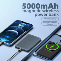 Chargeur portable ultra-fin PD20w 5000mah Mini chargeur sans fil magnétique Banque d'alimentation à charge rapide avec indicateur LED