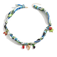 Commerce extérieur transfrontalier fleur chaude alliage pendentif ruban collier tempérament tout match élégant couleur foulard en soie à la mode