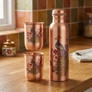 Juego de Botellas de Agua de Cobre Ecológicas Certificadas, con Revestimiento Anticorrosión, Diseño Martillado, en Caja de Regalo Personalizada - Product Image 4