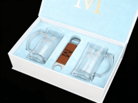 Vente en gros Bar Logo personnalisé 700ml Verres à bière classiques transparents Pilsner Set dans une boîte-cadeau avec ouvre-boîte
