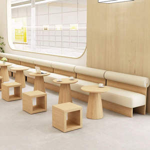 Hot Sale <b>Restaurant</b> Furniture Wooden Table and Chairs <b>Set</b> for Cafe Stools High Quality Booth - Fast Food Table and Chairs - - Product Image 4