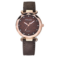 Montre à quartz pour femme avec bracelet en cuir, boîtier en alliage incrusté de diamants, ciel étoilé, écologique et sur mesure