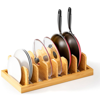 Organisateur de couvercle de casserole en bambou support de couvercle de casserole organisateur de tiroir pour couvercles de casserole casseroles planches à découper et plaques de cuisson assiette à dîner