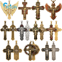 Collier Pendentif Médaille Crucifix Personnalisé Jésus Catholique, Charm Miraculeux, Croix de Protection, Médaille Crucifix Personnalisée