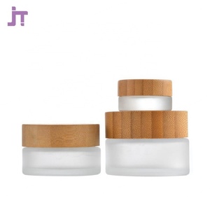 Eco 5g 15g 30g 50g 100g <b>Clear</b> Frosted Glass Cream Jars With Bamboo Lids Empty Refillable Cosmetic <b>Containers</b> Jars Stash Jar - Product Image 4