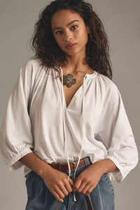 Produttore di abbigliamento Moq 50 pz camicetta da donna di alta qualità con collo intagliato a tre quarti maniche oversize - Product Image 5