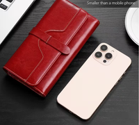 Dompet Kulit Sapi Anti RFID untuk Wanita, Dompet Panjang Wanita, Tas Ponsel Modis, Dompet Koin Kartu Kredit Desainer