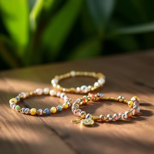 Fashion Beaded <b>Bracelets</b> 316L Stainless Steel PVD Gold Plating Sustainable Resistant Jewelry <b>Set</b> - Product Image 3