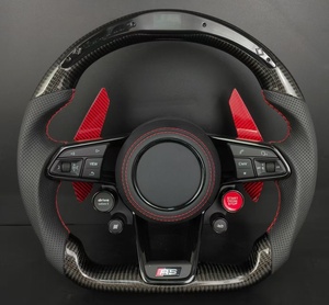 Volante Personalizado de Fibra de Carbono y Cuero para <span class=keywords><strong>Audi</strong></span> Serie A3/A4/A6/Q/S/RS con Palancas de Cambio LED y Botón de Encendido/Apagado - Product Image 1
