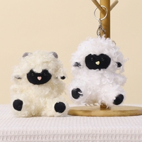 Porte-clés en peluche mouton bouclé mignon en gros, pendentif personnalisé OEM, mascotte en peluche douce, jouet en peluche agneau moelleux pour cadeau