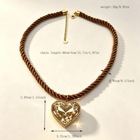 Collier ras du cou délicat en acier inoxydable avec pendentif cœur en cristal de haute qualité pour femme, style vintage