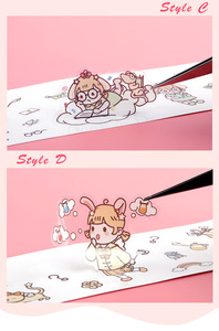 สติ๊กเกอร์การ์ตูนน่ารัก รูปทรงไม่สม่ำเสมอ กระดาษกาวเหนียวแน่น พิมพ์ดิจิทัล ของขวัญสไตล์งานฝีมือ A B - Product Image 2