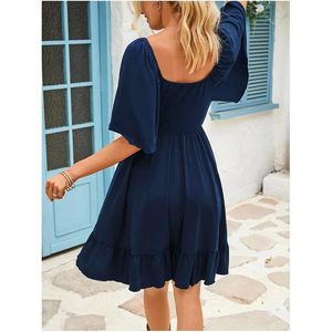 FOXA Women's Floral <b>Boho</b> Mini <b>Dress</b> Scoop Neck Elastic Waist A-Line Casual <b>Summer</b> <b>Dress</b> - Product Image 2