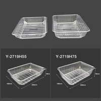 Couvercle transparent jetable Salade coupée de fruits frais Boîtes à plateau noir Emballage en plastique PET de qualité alimentaire avec blister