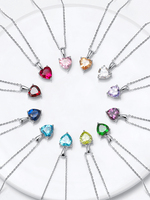 RINNTIN SN118 coloré CZ pierre de naissance collier rond 925 en argent Sterling chaîne collier naissance pierre Zircon pendentif pour les femmes