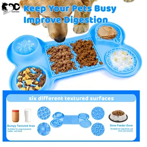 Geerduo Pet Wholesale 6 Zones Interactive Pet Snuffle Slow Feeder Custom Lick Mat Dog Silicone
