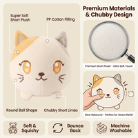 Peluche Ronde Personnalisée Chat Kawaii Mochi Squishy, Jouet Doux à Câliner, Coussin Anti-Stress, Cadeau Enfants et Adultes OEM ODM